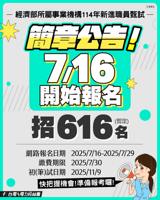 【就業】經濟部所屬事業機構114年新進職員甄試(報名截止日7/29)(另開新視窗/png檔)圖片